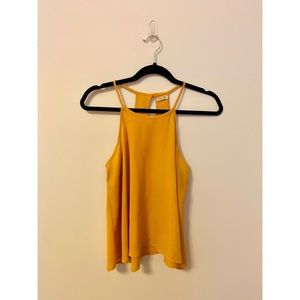 Lily White Mustard Yellow Halter Flowy Tank Top